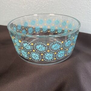 PIONEER WOMAN DANDELION DESIGN TEAL GOLD GLASS MIXING BOWL 1.75qt/ 7c